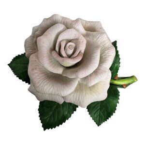 Lenox Tea Rose Fine Porcelain Figurine 5" Garden Flower Collection Wht Pink Vtg